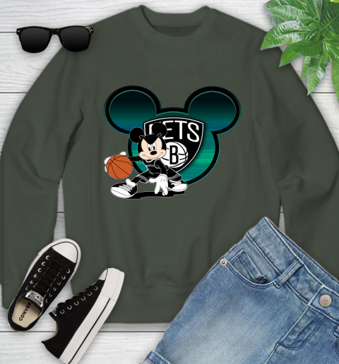 NBA Brooklyn Nets Mickey Mouse Disney Basketball Youth Sweatshirt 10