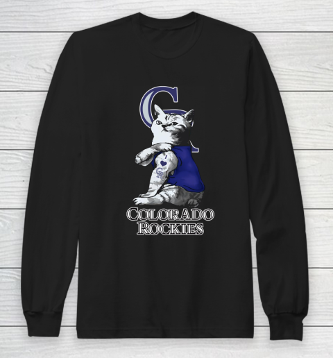 MLB Baseball My Cat Loves Colorado Rockies Long Sleeve T-Shirt