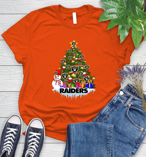 Oakland Raiders Merry Christmas NFL Football Sports Women's T-Shirt 4