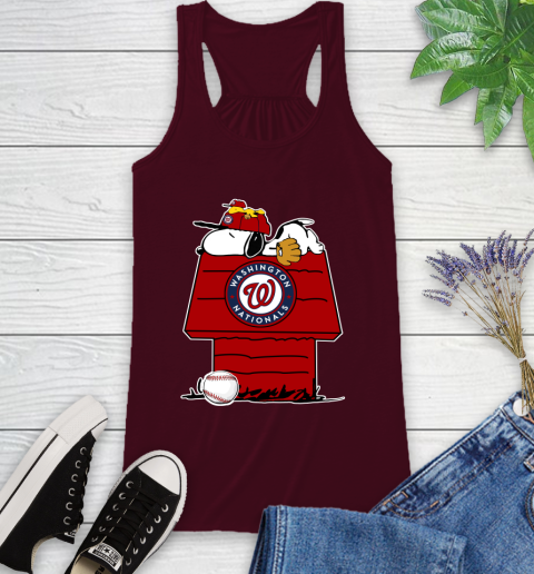 MLB Washington Nationals Snoopy Woodstock The Peanuts Movie Baseball T Shirt_000 Racerback Tank 3