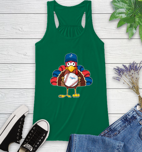 Los Angeles Dodgers Turkey thanksgiving Racerback Tank - Image 8