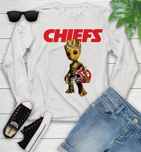 Kansas City Chiefs NFL Football Groot Marvel Guardians Of The Galaxy Youth Long Sleeve