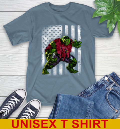 Arizona Cardinals Hulk Marvel Avengers NFL Football American Flag T-Shirt 8