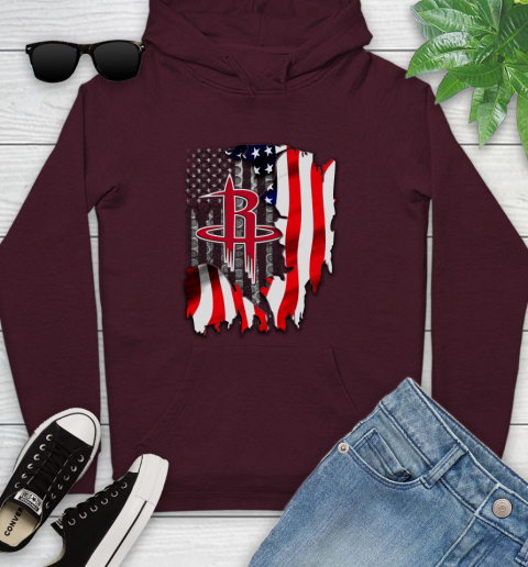 Houston Rockets NBA Basketball American Flag Youth Hoodie 7