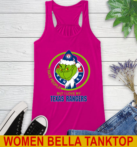 Texas Rangers MLB Christmas Grinch I Hate People But I Love My Favorite Baseball Team Racerback Tank 8