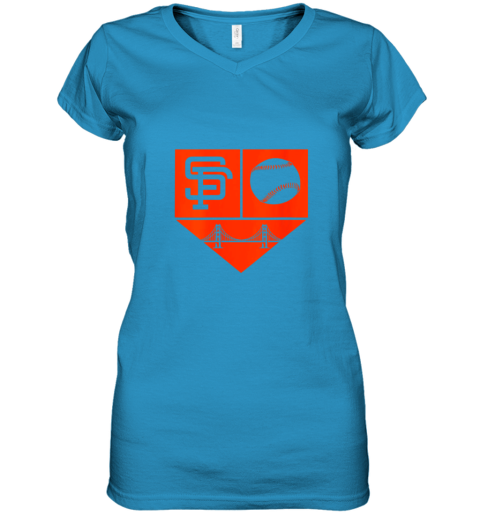 rptt womens san francisco baseball home plate vintage sf the city gift women v neck t shirt 39 front sapphire