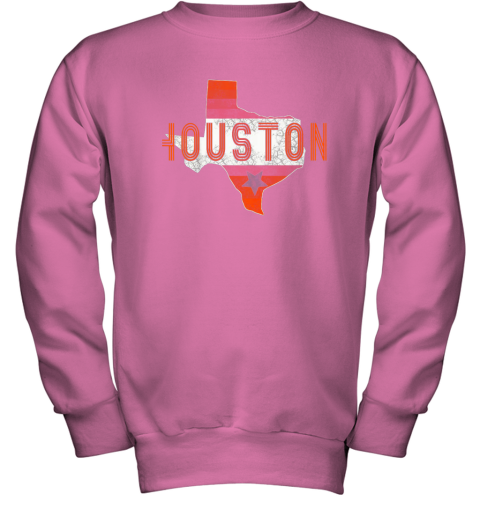 ws7w new houston retro baseball shirtvintage houston baseball youth sweatshirt 47 front safety pink