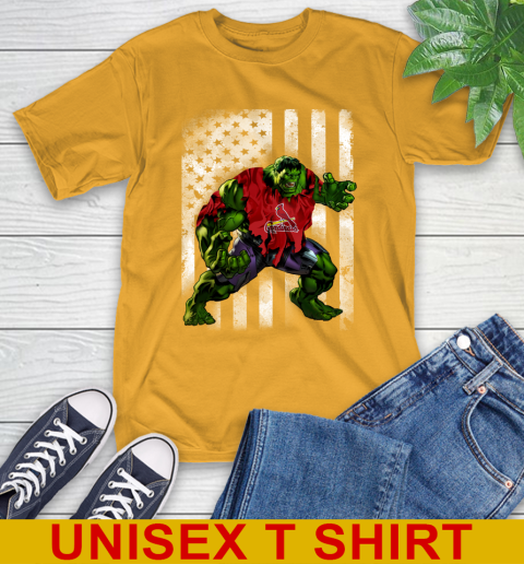 St.Louis Cardinals Hulk Marvel Avengers MLB Baseball American Flag T-Shirt 2