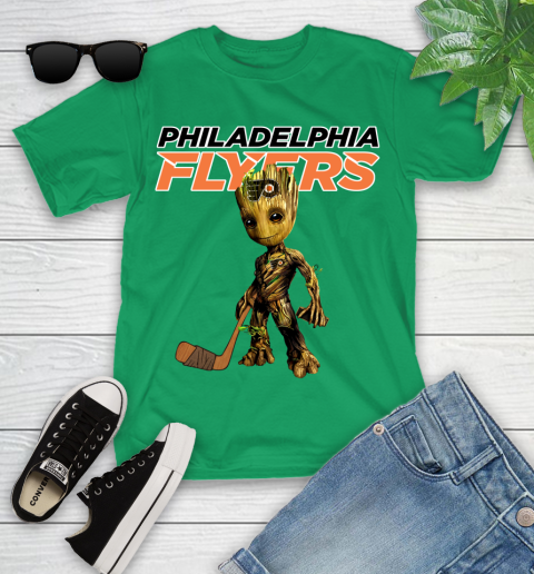 Philadelphia Flyers NHL Hockey Groot Marvel Guardians Of The Galaxy Youth T-Shirt 6