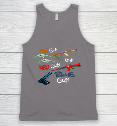 One Gun Two Gun Red Gun Blue Gun Funny Tank Top 6