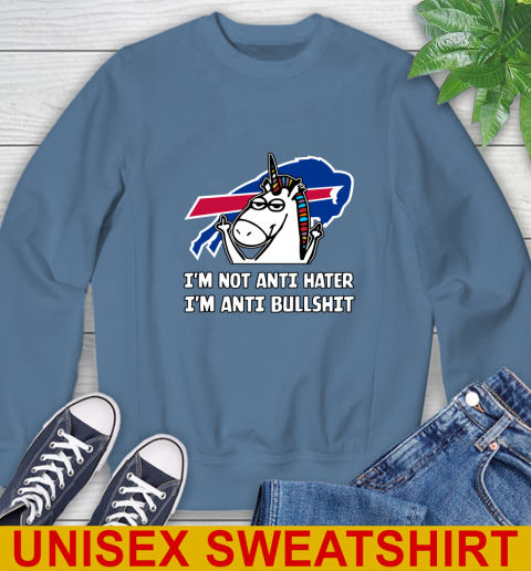 Buffalo Bills NFL Football Unicorn I'm Not Anti Hater I'm Anti Bullshit Sweatshirt 8