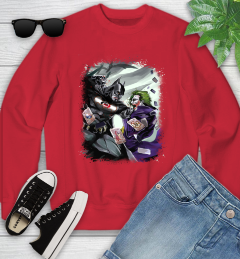 Carolina Hurricanes NHL Hockey Batman Fighting Joker DC Comics Youth Sweatshirt 9