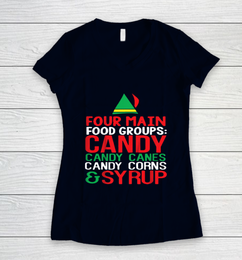 4 Main Food Groups Elf Buddy Christmas Women's V-Neck T-Shirt 2