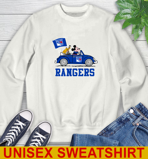 NHL Hockey New York Rangers Pluto Mickey Driving Disney Shirt Sweatshirt