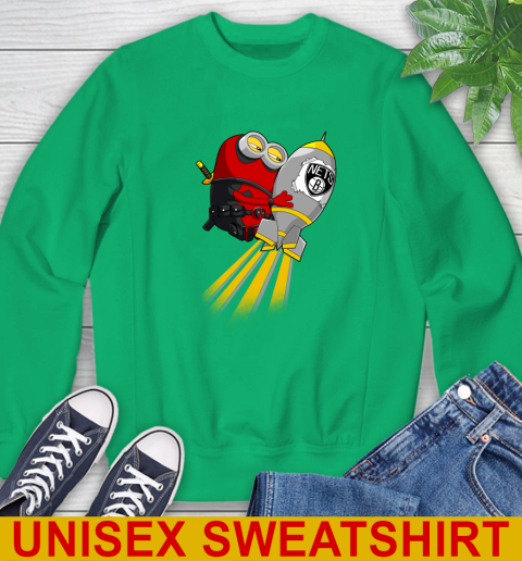 NBA Basketball Brooklyn Nets Deadpool Minion Marvel Shirt Sweatshirt - Image 9
