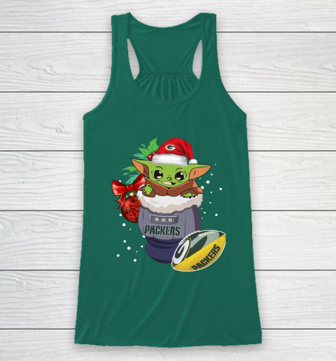 Green Bay Packers Christmas Baby Yoda Star Wars Funny Happy NFL Racerback Tank 6