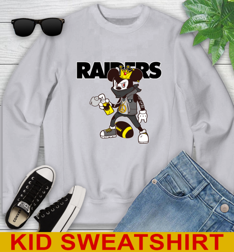 Oakland Raiders NFL Football Mickey Peace Sign Sports Youth Sweatshirt 4