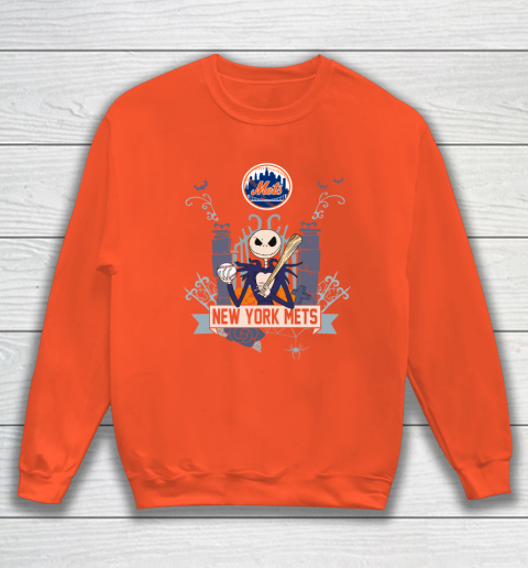 MLB New York Mets Baseball Jack Skellington Halloween Sweatshirt 3