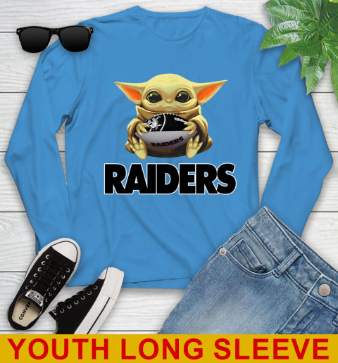 NFL Football Oakland Raiders Baby Yoda Star Wars Shirt Youth Long Sleeve 8