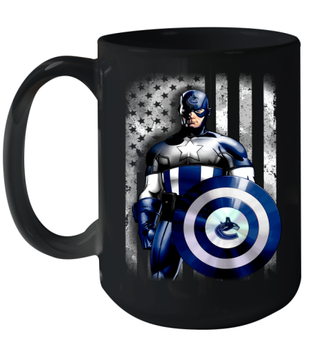 Vancouver Canucks NHL Hockey Captain America Marvel Avengers American Flag Shirt Ceramic Mug 15oz