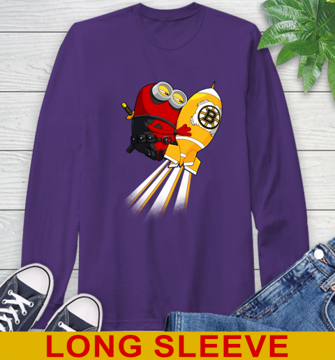NHL Hockey Boston Bruins Deadpool Minion Marvel Shirt Long Sleeve T-Shirt 5
