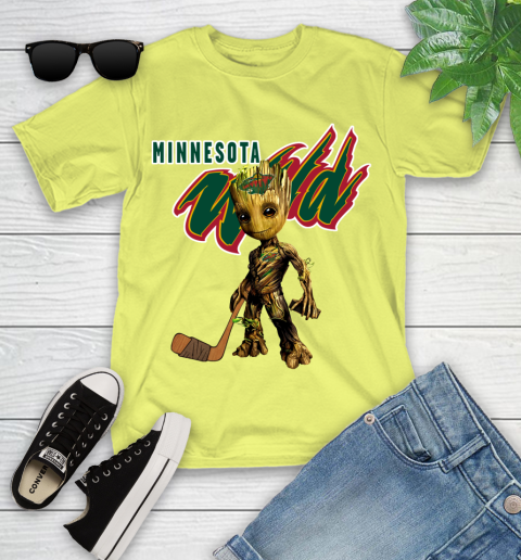 Minnesota Wild NHL Hockey Groot Marvel Guardians Of The Galaxy Youth T-Shirt 8