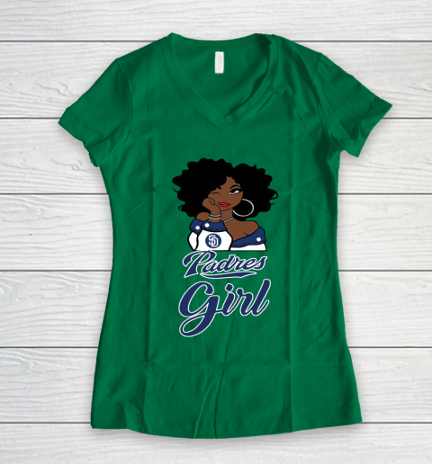 San Diego Padress Girl MLB Women's V-Neck T-Shirt 5