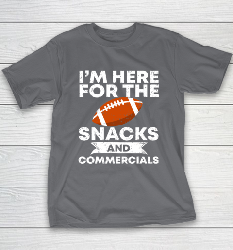 Snacks And Commercials Funny Football Bowl Youth T-Shirt 5