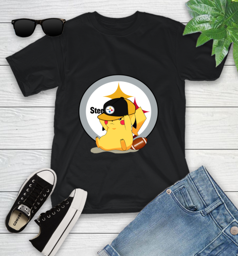 NFL Pikachu Football Sports Pittsburgh Steelers Youth T-Shirt 2