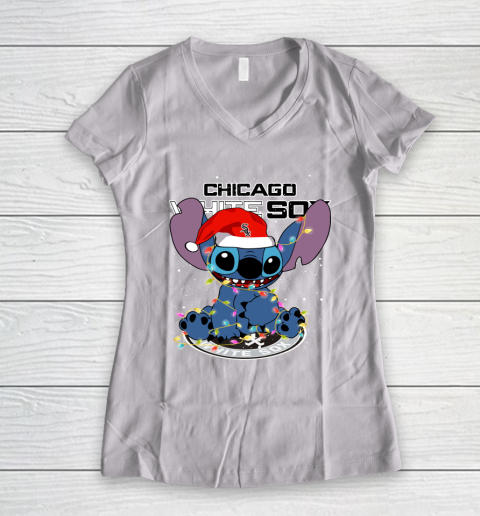 Chicago White Sox MLB noel stitch Baseball Christmas Women's V-Neck T-Shirt