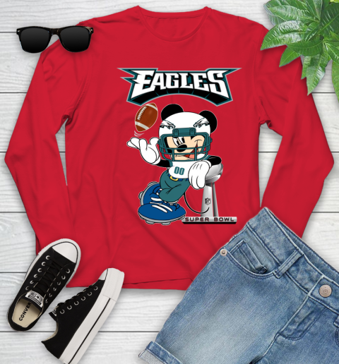 NFL Philadelphia Eagles Mickey Mouse Disney Super Bowl Football T Shirt Youth Long Sleeve 11