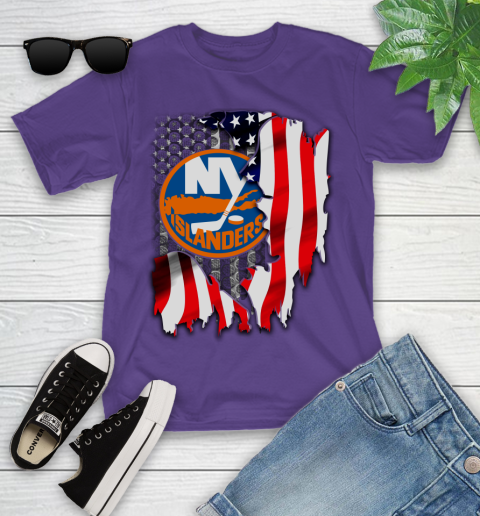 New York Islanders NHL Hockey American Flag Youth T-Shirt 3