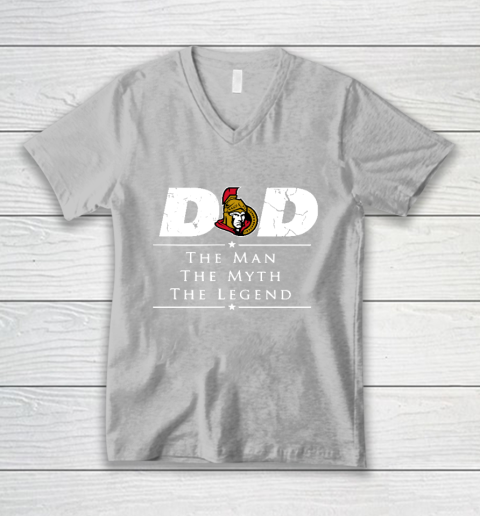 Ottawa Senators NHL Ice Hockey Dad The Man The Myth The Legend V-Neck T-Shirt 3