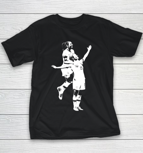 Megan Rapinoe and Alex Morgan Victory Pose  The White Stencil Youth T-Shirt