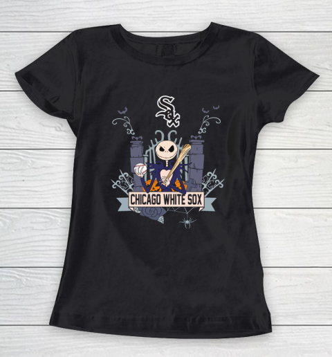 MLB Chicago White Sox Baseball Jack Skellington Halloween Women's T-Shirt