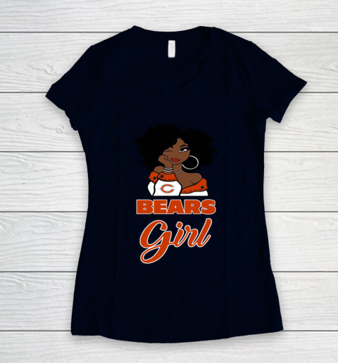 Chicago Bears Girl NFL Women's V-Neck T-Shirt 3