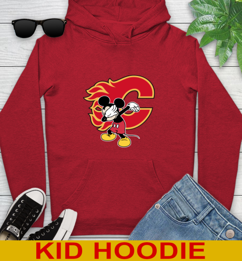 Calgary Flames NHL Hockey Dabbing Mickey Disney Sports Youth Hoodie 11