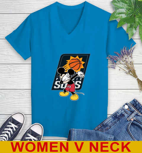 Phoenix Suns NBA Basketball Dabbing Mickey Disney Sports Women's V-Neck T-Shirt 8