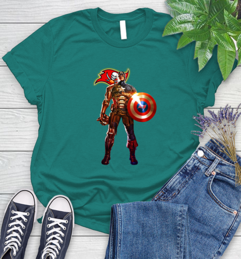 NFL Captain America Marvel Avengers Endgame Football Sports Tampa Bay Buccaneers Women's T-Shirt 12