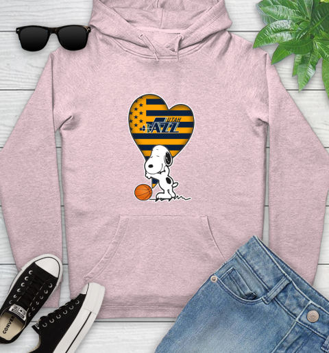 Utah Jazz NBA Basketball The Peanuts Movie Adorable Snoopy Youth Hoodie 10