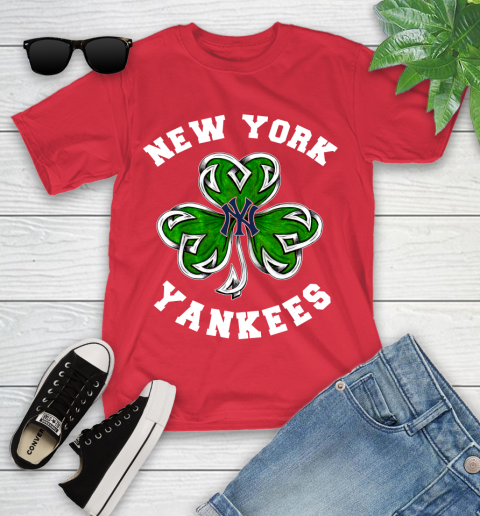 MLB New York Yankees Three Leaf Clover St Patrick's Day Baseball Sports  Youth T-Shirt
