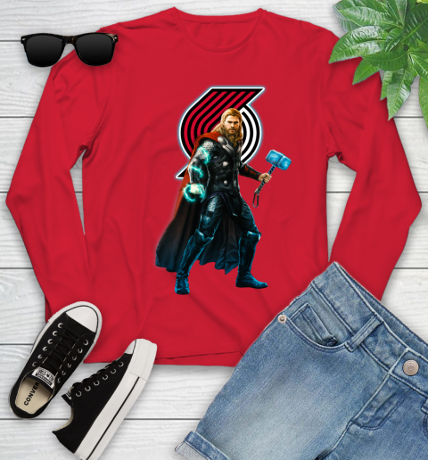 NBA Thor Avengers Endgame Basketball Portland Trail Blazers Youth Long Sleeve 11