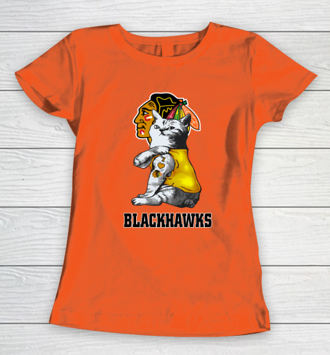 NHL My Cat Loves Chicago Blackhawks Hockey Women's T-Shirt 3