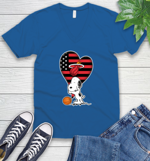 Miami Heat NBA Basketball The Peanuts Movie Adorable Snoopy V-Neck T-Shirt 6