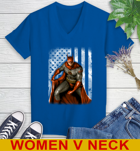Baltimore Orioles MLB Baseball Batman DC American Flag Shirt Women's V-Neck T-Shirt 9