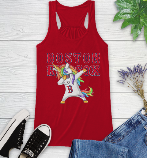 Boston Red Sox MLB Baseball Funny Unicorn Dabbing Sports Racerback Tank 6