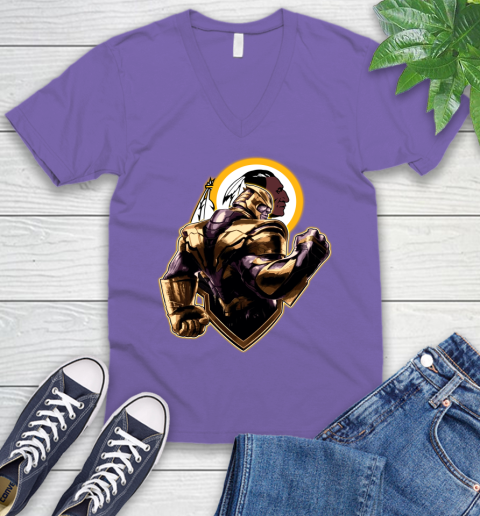 NFL Thanos Avengers Endgame Football Sports Washington Redskins V-Neck T-Shirt 9