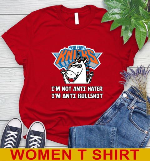 New York Knicks NBA Basketball Unicorn I'm Not Anti Hater I'm Anti Bullshit Women's T-Shirt 10