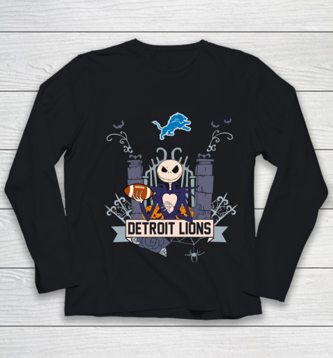 NFL Detroit Lions Football Jack Skellington Halloween Youth Long Sleeve