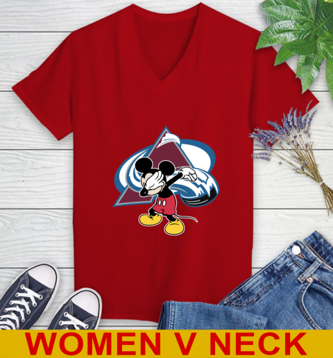 Colorado Avalanche NHL Hockey Dabbing Mickey Disney Sports Women's V-Neck T-Shirt 13 Colorado Avalanche NHL Hockey Dabbing Mickey Disney Sports Women's V-Neck T-Shirt - Image 13